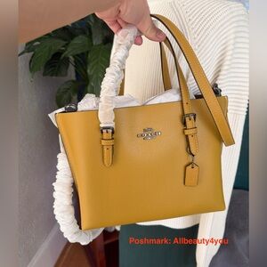 NWT - COACH Mollie Tote Bag 25 - Double face leather - C4084 Antique Nickel/Flax